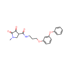 CN1CC(C(=O)NCCCOc2cccc(Oc3ccccc3)c2)C(=O)C1=O ZINC000219139712