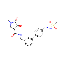 CN1CC(C(=O)NCc2cccc(-c3ccc(CNS(C)(=O)=O)cc3)c2)C(=O)C1=O ZINC000219142341