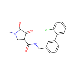 CN1CC(C(=O)NCc2cccc(-c3ccccc3Cl)c2)C(=O)C1=O ZINC000219158215