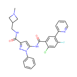 CN1CC(CNC(=O)c2cc(NC(=O)c3cc(-c4ccccn4)c(F)cc3Cl)n(-c3ccccc3)n2)C1 ZINC001772620892