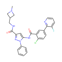 CN1CC(CNC(=O)c2cc(NC(=O)c3cc(-c4ncccc4F)ccc3Cl)n(-c3ccccc3)n2)C1 ZINC001772647130