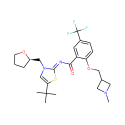 CN1CC(COc2ccc(C(F)(F)F)cc2C(=O)/N=c2\sc(C(C)(C)C)cn2C[C@H]2CCCO2)C1 ZINC000168461927