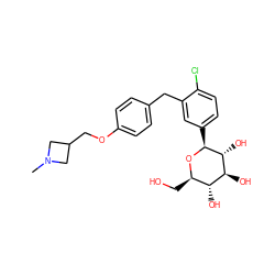 CN1CC(COc2ccc(Cc3cc([C@@H]4O[C@H](CO)[C@@H](O)[C@H](O)[C@H]4O)ccc3Cl)cc2)C1 ZINC000201745752