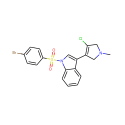 CN1CC(Cl)=C(c2cn(S(=O)(=O)c3ccc(Br)cc3)c3ccccc23)C1 ZINC000038347684