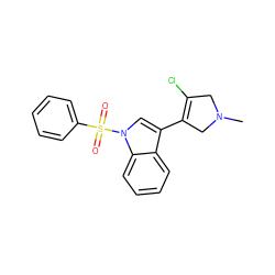 CN1CC(Cl)=C(c2cn(S(=O)(=O)c3ccccc3)c3ccccc23)C1 ZINC000038345633