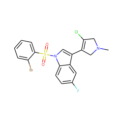 CN1CC(Cl)=C(c2cn(S(=O)(=O)c3ccccc3Br)c3ccc(F)cc23)C1 ZINC000072177915