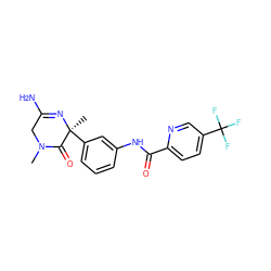 CN1CC(N)=N[C@@](C)(c2cccc(NC(=O)c3ccc(C(F)(F)F)cn3)c2)C1=O ZINC000072318811