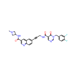 CN1CC(NC(=O)c2cnc3ccc(C#CCNC(=O)c4cncn(Cc5ccc(F)c(F)c5)c4=O)cc3c2)C1 ZINC000096176335