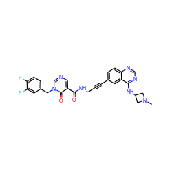 CN1CC(Nc2ncnc3ccc(C#CCNC(=O)c4cncn(Cc5ccc(F)c(F)c5)c4=O)cc23)C1 ZINC000096176259