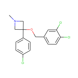 CN1CC(OCc2ccc(Cl)c(Cl)c2)(c2ccc(Cl)cc2)C1 ZINC000096924132