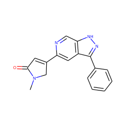 CN1CC(c2cc3c(-c4ccccc4)n[nH]c3cn2)=CC1=O ZINC000205262750