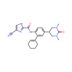 CN1CC(c2ccc(NC(=O)c3nc(C#N)c[nH]3)c(C3=CCCCC3)c2)CN(C)C1=O ZINC000053294375