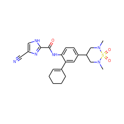 CN1CC(c2ccc(NC(=O)c3nc(C#N)c[nH]3)c(C3=CCCCC3)c2)CN(C)S1(=O)=O ZINC000053295911