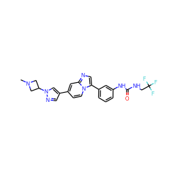 CN1CC(n2cc(-c3ccn4c(-c5cccc(NC(=O)NCC(F)(F)F)c5)cnc4c3)cn2)C1 ZINC000147106225