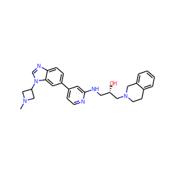 CN1CC(n2cnc3ccc(-c4ccnc(NC[C@H](O)CN5CCc6ccccc6C5)c4)cc32)C1 ZINC000219749628