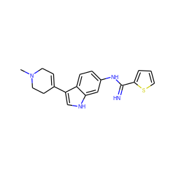 CN1CC=C(c2c[nH]c3cc(NC(=N)c4cccs4)ccc23)CC1 ZINC000072105031