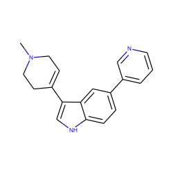 CN1CC=C(c2c[nH]c3ccc(-c4cccnc4)cc23)CC1 ZINC000013731934