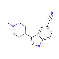 CN1CC=C(c2c[nH]c3ccc(C#N)cc23)CC1 ZINC000012336371