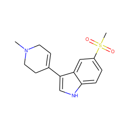 CN1CC=C(c2c[nH]c3ccc(S(C)(=O)=O)cc23)CC1 ZINC000013731897