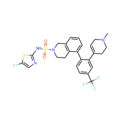 CN1CC=C(c2cc(C(F)(F)F)ccc2-c2cccc3c2CCN(S(=O)(=O)Nc2ncc(F)s2)C3)CC1 ZINC000147506726
