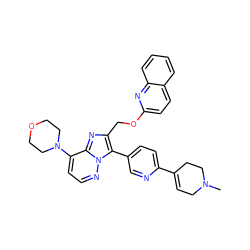 CN1CC=C(c2ccc(-c3c(COc4ccc5ccccc5n4)nc4c(N5CCOCC5)ccnn34)cn2)CC1 ZINC001772603385