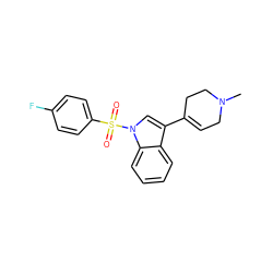 CN1CC=C(c2cn(S(=O)(=O)c3ccc(F)cc3)c3ccccc23)CC1 ZINC000028133589