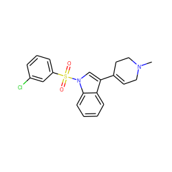 CN1CC=C(c2cn(S(=O)(=O)c3cccc(Cl)c3)c3ccccc23)CC1 ZINC000028130446