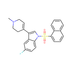 CN1CC=C(c2cn(S(=O)(=O)c3cccc4ccccc34)c3ccc(F)cc23)CC1 ZINC000000589552