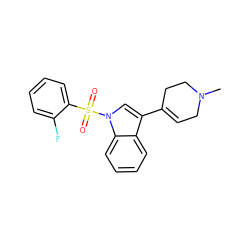 CN1CC=C(c2cn(S(=O)(=O)c3ccccc3F)c3ccccc23)CC1 ZINC000028121337