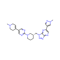 CN1CC=C(c2cnc(N3CCC[C@@H](Cn4nnc5ncc(-c6cnn(C)c6)nc54)C3)nc2)CC1 ZINC000210738472