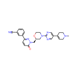 CN1CC=C(c2cnc(N3CCO[C@H](Cn4nc(-c5cccc(C#N)c5)ccc4=O)C3)nc2)CC1 ZINC000299823074