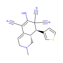 CN1CC=C2C(C#N)=C(N)C(C#N)(C#N)[C@@H](c3ccsc3)[C@@H]2C1 ZINC000004730732