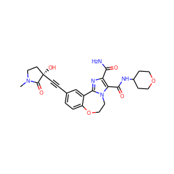 CN1CC[C@@](O)(C#Cc2ccc3c(c2)-c2nc(C(N)=O)c(C(=O)NC4CCOCC4)n2CCO3)C1=O ZINC000215763229