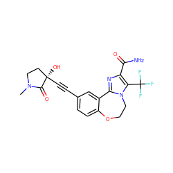 CN1CC[C@@](O)(C#Cc2ccc3c(c2)-c2nc(C(N)=O)c(C(F)(F)F)n2CCO3)C1=O ZINC000215763027