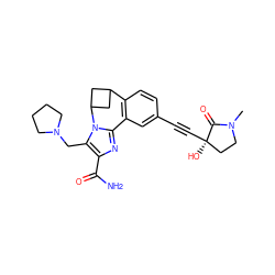 CN1CC[C@@](O)(C#Cc2ccc3c(c2)-c2nc(C(N)=O)c(CN4CCCC4)n2C2CC3C2)C1=O ZINC000219502255