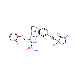 CN1CC[C@@](O)(C#Cc2ccc3c(c2)-c2nc(C(N)=O)c(COc4ccccc4Cl)n2C2CC3C2)C1=O ZINC000219498978