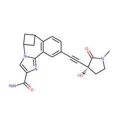 CN1CC[C@@](O)(C#Cc2ccc3c(c2)-c2nc(C(N)=O)cn2C2CC3C2)C1=O ZINC000219455926