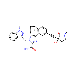 CN1CC[C@@](O)(C#Cc2ccc3c(c2)-c2nc(C(N)=O)n(Cc4nn(C)c5ccccc45)c2C2CC3C2)C1=O ZINC000219473531