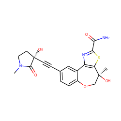 CN1CC[C@@](O)(C#Cc2ccc3c(c2)-c2nc(C(N)=O)sc2[C@@](C)(O)CO3)C1=O ZINC000219490581