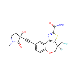 CN1CC[C@@](O)(C#Cc2ccc3c(c2)-c2nc(C(N)=O)sc2[C@@](F)(CF)CO3)C1=O ZINC000219480085