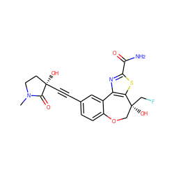 CN1CC[C@@](O)(C#Cc2ccc3c(c2)-c2nc(C(N)=O)sc2[C@@](O)(CF)CO3)C1=O ZINC000219434181