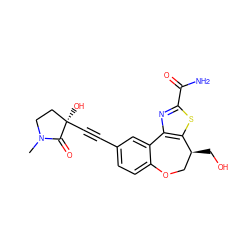 CN1CC[C@@](O)(C#Cc2ccc3c(c2)-c2nc(C(N)=O)sc2[C@@H](CO)CO3)C1=O ZINC000219507430