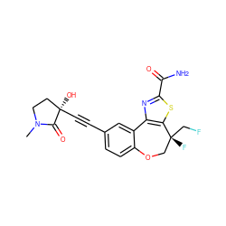 CN1CC[C@@](O)(C#Cc2ccc3c(c2)-c2nc(C(N)=O)sc2[C@](F)(CF)CO3)C1=O ZINC000219457073