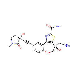 CN1CC[C@@](O)(C#Cc2ccc3c(c2)-c2nc(C(N)=O)sc2[C@](O)(CC#N)CO3)C1=O ZINC000219484623