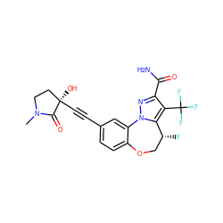 CN1CC[C@@](O)(C#Cc2ccc3c(c2)-n2nc(C(N)=O)c(C(F)(F)F)c2[C@H](F)CO3)C1=O ZINC000219464925