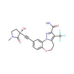 CN1CC[C@@](O)(C#Cc2ccc3c(c2)-n2nc(C(N)=O)c(C(F)(F)F)c2CCO3)C1=O ZINC000219493512