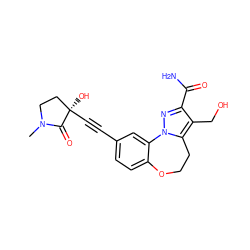 CN1CC[C@@](O)(C#Cc2ccc3c(c2)-n2nc(C(N)=O)c(CO)c2CCO3)C1=O ZINC000220011216