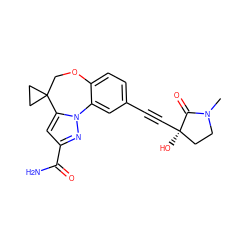 CN1CC[C@@](O)(C#Cc2ccc3c(c2)-n2nc(C(N)=O)cc2C2(CC2)CO3)C1=O ZINC000215775112