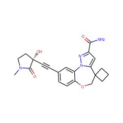 CN1CC[C@@](O)(C#Cc2ccc3c(c2)-n2nc(C(N)=O)cc2C2(CCC2)CO3)C1=O ZINC000220011125