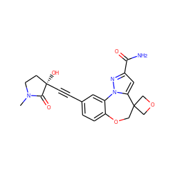 CN1CC[C@@](O)(C#Cc2ccc3c(c2)-n2nc(C(N)=O)cc2C2(COC2)CO3)C1=O ZINC000220010928